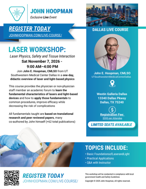 Dallas Laser Physics, Safety and Tissue Interaction live course flyer